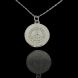 Peace Sign Diamond Disc Pendant in 14k white gold with 29 round brilliant cut diamonds