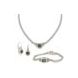 Nouveau Double Strand Necklace, Bracelet & Earrings Set, Aqua CZ. K3471-AB00, B5148, G3472-
