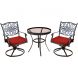Traditions 3-Piece Swivel Bistro Set in Red with a 30 in. Glass-top Table