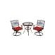 Traditions 3-Piece Swivel Bistro Set in Red with a 30 in. Glass-top Table