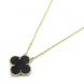 Van Cleef _ Arpels Vintage Alhambra Onyx Necklace Black K 18 (yellow Gold) Vcara 45800