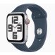 Apple Watch SE GPS + Cellular 44mm Silver Aluminum Case with Denim Sport Band - S/M