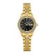 Ladies Quartz Watch, Gold-tone with Black Dial