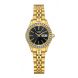 Ladies Quartz Watch, Gold-tone with Black Dial