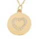 Gold and Diamond Heart Disc Pendant with 18 round brilliant diamonds in 14k yellow gold