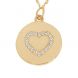 Gold and Diamond Heart Disc Pendant with 18 round brilliant diamonds in 14k yellow gold