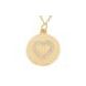 Gold and Diamond Heart Disc Pendant with 18 round brilliant diamonds in 14k yellow gold
