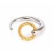 Zen - Stainless steel ring wth White Topaz, Stainless steel yellow gold PVD cable. Sz EU 56 ~ US 7.5