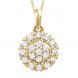 Sunshine Diamond Disc Pendant with 19 round brilliant cut diamonds pave style in 14k yellow gold