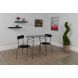 3 Piece Space-Saver Bistro Set with Black Glass Top Table & Black Vinyl Chairs