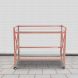 Rose Gold Metal Kitchen Bar Cart with Glass Shelves and X-Frame