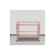 Rose Gold Metal Kitchen Bar Cart with Glass Shelves and X-Frame