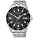 Mens Quartz Silver-Tone Stainless Steel Watch Black Dial