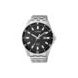 Mens Quartz Silver-Tone Stainless Steel Watch Black Dial