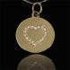Gold and Diamond Heart Disc Pendant with 18 round brilliant diamonds in 14k white gold