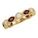 Milgraine Design Diamond Band in 14k w/ round diamonds and marquise shaped rubies, WG-Sz 1