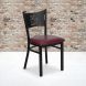 Black Coffee Back Metal Restaurant Chair with Burgundy Vinyl Foam Padded Seat