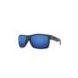 Half Moon Polarized Sunglasses - Shiny & Matte Black/Blue Mirror