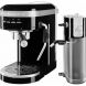 Semi-Automatic Espresso Machine and Metal Automatic Milk Frother Attachment in Onyx Black