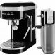 Semi-Automatic Espresso Machine and Metal Automatic Milk Frother Attachment in Onyx Black